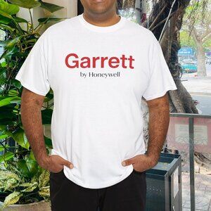 Garrett by Honeywell Logo American T-Shirt Funny White Color Size M